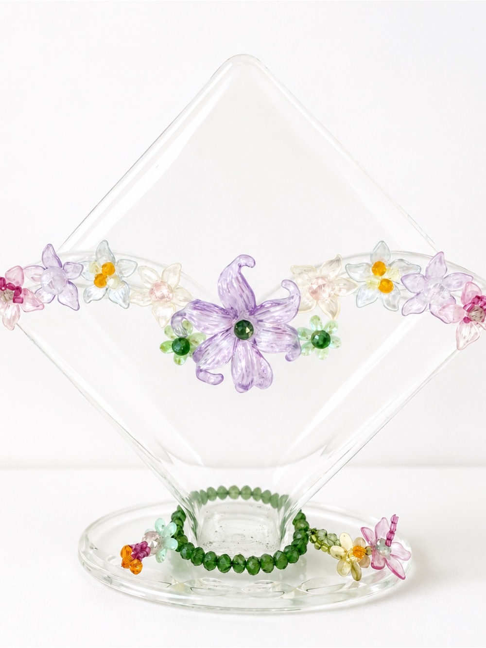 Handcrafted Acrylic Floral Napkin holder - Purple, Green, Pink, Yellow